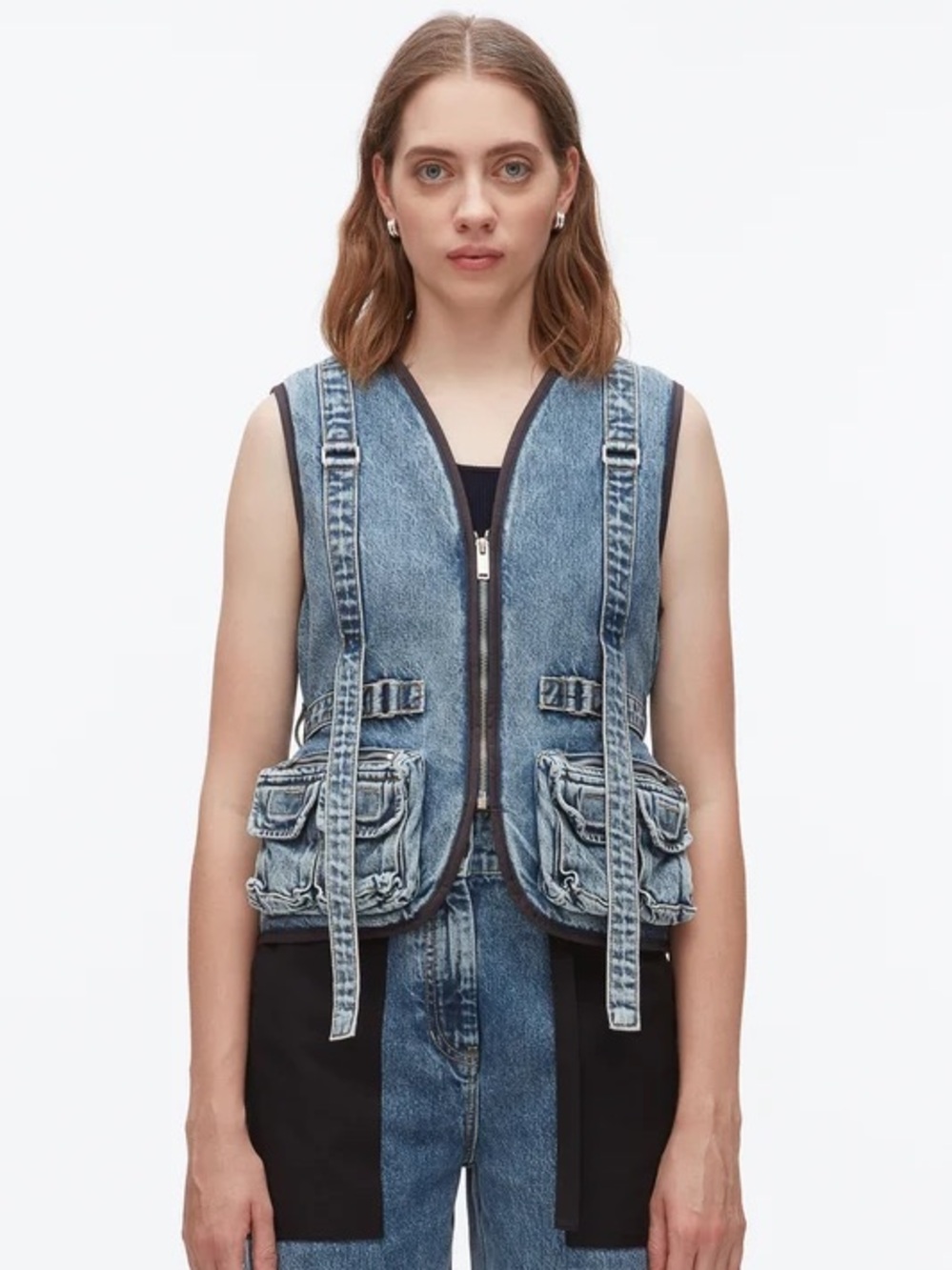 3.1 Phillip Lim Denim Field Utility Vest Blue